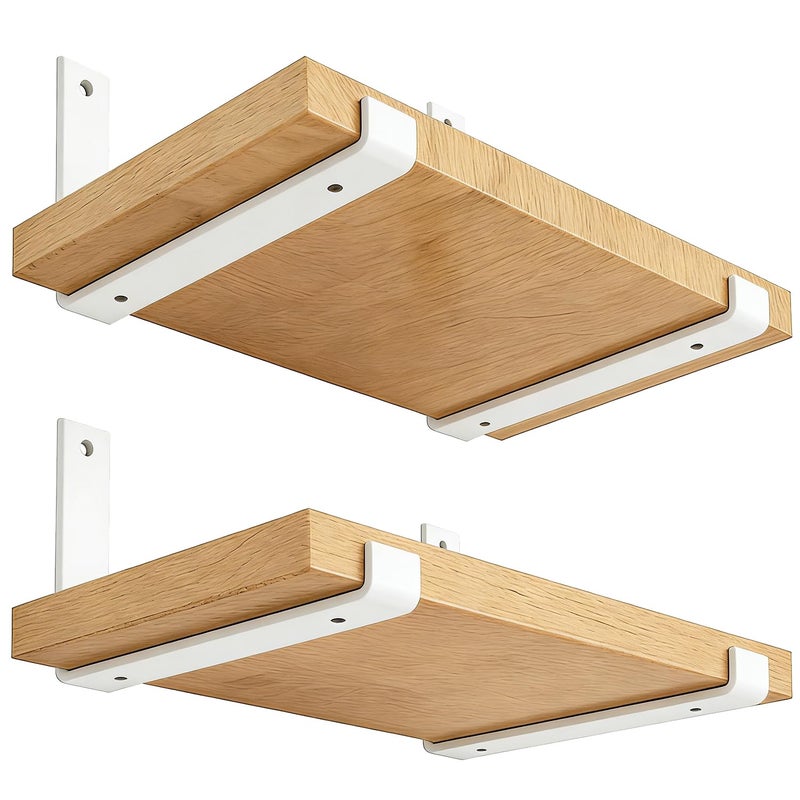 WINKER Shelf Brackets 12 Inch 4PCS Heavy Duty White Wall Bracket with Lip for Floating Shelves Rustic Iron Metal Shelf Bracket for DIY Open Shelving Hardware Included - Image 1